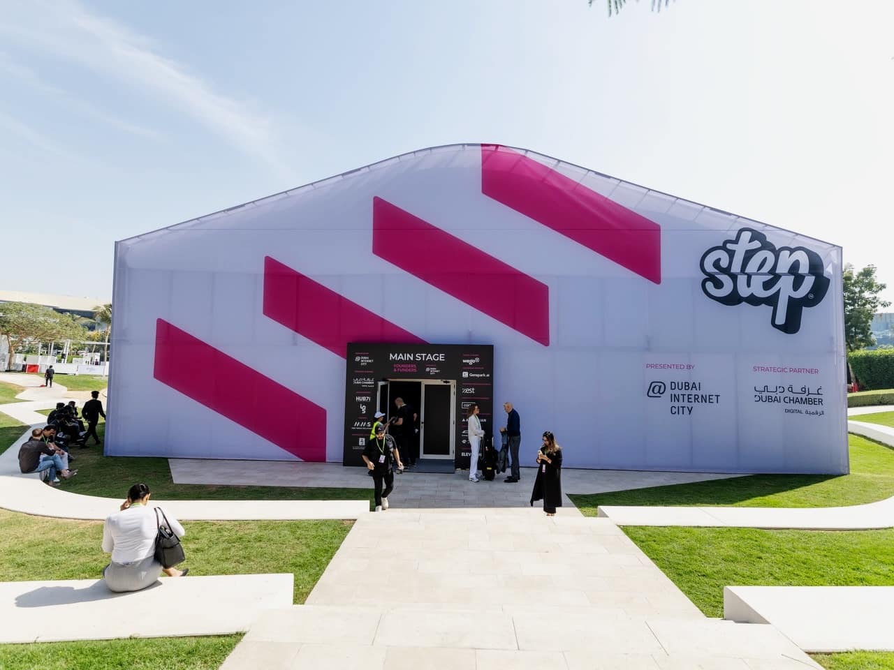 The pink Step tent at Dubai Internet City